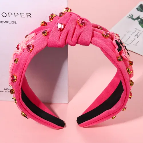 Vista 3 de mokkia Diademas de corazón para el día de San Valentín para mujer, accesorios para el día de San Valentín, diadema anudada con corazón con cuentas