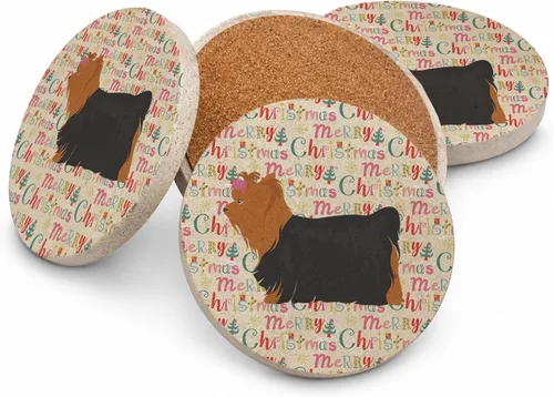 Vista 12 de Abyssinian Sand Terrier Merry Christmas - Posavasos grandes de piedra arenisca (4 unidades)