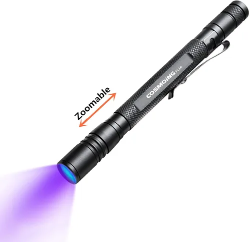 Vista 6 de Linterna UV 395nm Zoomable Batería de luz negra recargable 1 linterna ultravioleta recargable