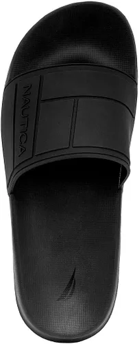 Vista 4 de Nautica Sandalias deslizantes de punta abierta para hombre - Cómodas pantuflas de ducha para interiores y exteriores Negro-bower Mono