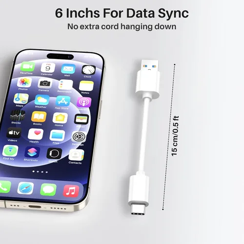 Vista 2 de Cable corto USB A a USB C 3.1 de 6 pulgadas, 0.5 pies, cable de transferencia de datos de alta velocidad de 10 Gbps compatible con MacBook Pro, iPad