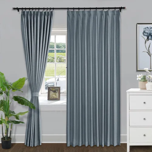 Vista 21 de Fcosie Cortinas opacas de lino de 63 pulgadas de largo, cortinas plisadas para barra transversal, cortinas con aislamiento térmico para comedor