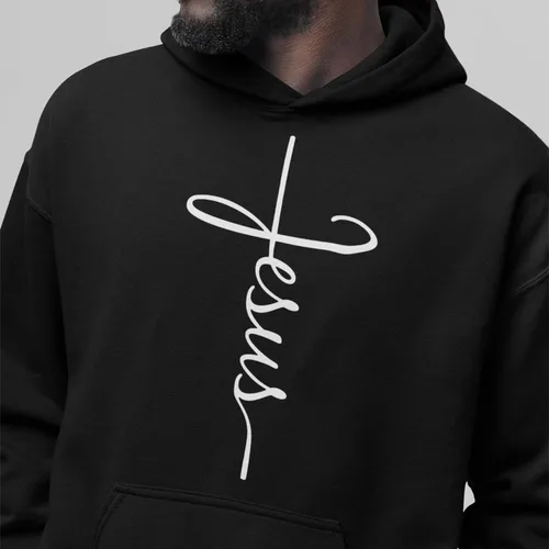 Vista 5 de shop4ever Sudaderas con capucha Jesus Cross Negro