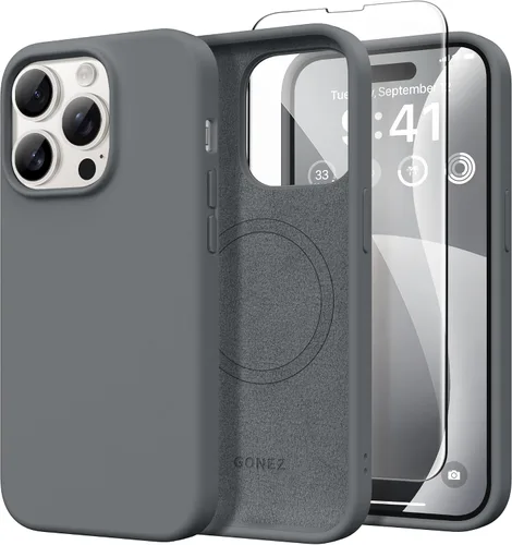 Vista 71 de GONEZ Funda magnética para iPhone 14, compatible con Magsafe, con protector de pantalla + protector de cámara, forro de microfibra antiarañazos