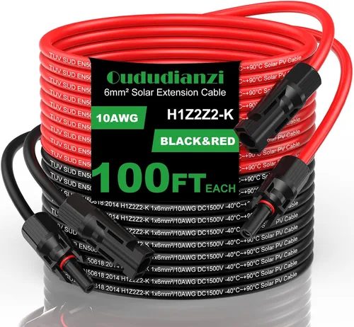 Vista 10 de Oududianzi Cable de extensión solar de 10 pies, cable solar de 10 AWG, cable fotovoltaico de cobre estañado de calibre 10, cables y conectores