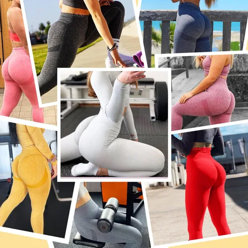 Vista 5 de SZKANI Leggings con levantamiento de glúteos para mujer, cintura alta, pantalones de yoga para entrenamiento, gimnasio, sin costuras, ajustados