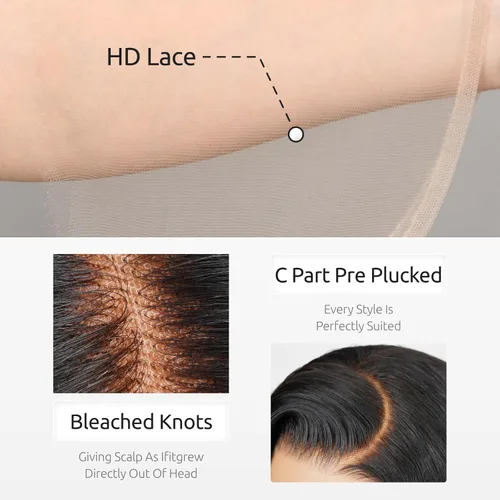 Vista 4 de Peluca de cabello humano sin pegamento de 30 pulgadas, precortada, densidad del 230%, cierre de cabello humano, 5x6, pelucas de encaje frontal HD