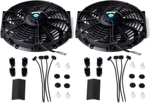Vista 8 de 7" 12V Universal Slim Cooling Fan Push Pull Kit de montaje de ventilador de refrigeración para radiador eléctrico (paquete de 2) Negro