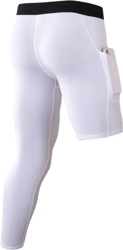 Vista 14 de Pantalones de compresión de 3/4 de una pierna para hombre, mallas de baloncesto atléticas para correr, leggings deportivos de capa base capri