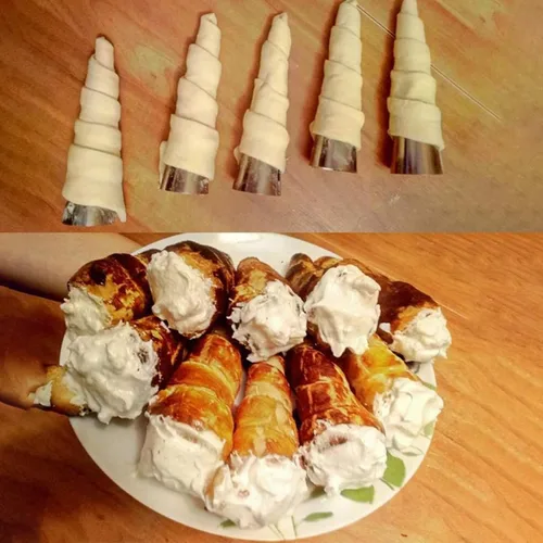 Vista 5 de 10 moldes de cuerno de crema para hornear, moldes de cono de croissant de acero inoxidable de 5 pulgadas
