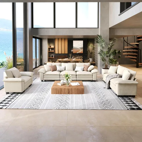 Vista 30 de SUNSHINE VALLEY - Juego de sofá de 2 piezas para sala de estar, sofá biplaza y sillón