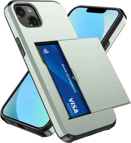 Vista 69 de Qinmay Funda compatible con iPhone 7 Plus/8 Plus con tarjetero, doble capa a prueba de golpes, funda protectora resistente con ranura oculta Negro