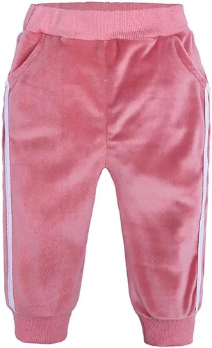 Vista 4 de Conjunto de sudadera de vellón cálido con capucha y pantalones largos para niños pequeños (rosa, 2-3 años)