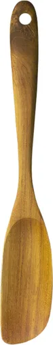 Vista 10 de FAAY Cucharas de cocina y ensalada de teca tailandesa (paquete de 2), 9.5 pulgadas, hechas a mano en Tailandia, acabado de aceite de coco natural