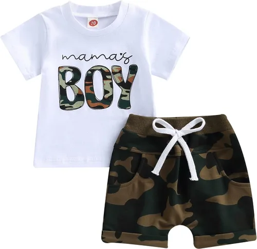 Vista 11 de Conjunto de camiseta de manga corta para bebé y niño, ropa de verano para bebé, pantalones cortos elásticos enrollados C- azul