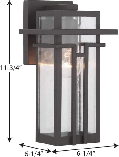 Vista 20 de Progress Lighting Boxwood Collection - Farol de pared pequeña de cristal transparente con semillas Craftsman, para exteriores, bronce antiguo, 11.75