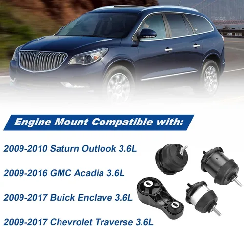 Vista 5 de Kit de montaje de transmisión de motor de 4 piezas compatible con GMC Acadia/Saturn Outlook 3.6L 2009-2016 Buick Enclave Chevrolet Traverse 3.6L