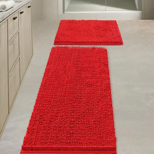Vista 27 de Juegos de alfombras de baño de 2 piezas, alfombra de baño de felpilla extra suave ultra absorbente, alfombra de baño con base antideslizante de PVC