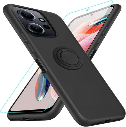 Vista 17 de Funda compatible con Blackview Shark 6/Oscal Tiger 8 con protector de pantalla, soporte de anillo giratorio de 360°, TPU a prueba de golpes, funda