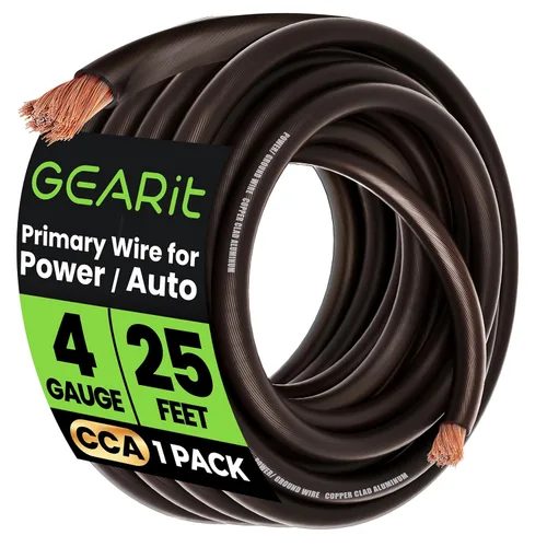 Vista 10 de GEARit Cable de tierra CCA de calibre 4 (25 pies cada uno - negro y rojo) Kit todo en uno: herramienta de engarzado, cortador, 15 terminales y 20