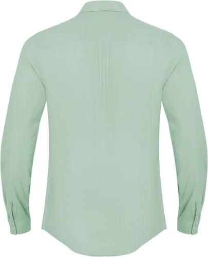 Vista 3 de Camisas de lino con botones para hombre, estilo casual, manga larga, ajuste regular, de algodón, con bolsillo