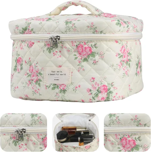 Vista 3 de NATINSA Bonita bolsa de maquillaje para mujer (2 unidades), bolsas de cosméticos de viaje, bolsa organizadora de artículos de tocador con diseño 21