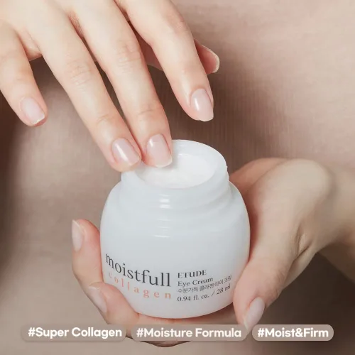 Vista 2 de ETUDE Moistfull Collagen Korean Eye Cream Super Collagen Water & Lupinus Albus Protein, crema hidratante para ojos, textura cremosa