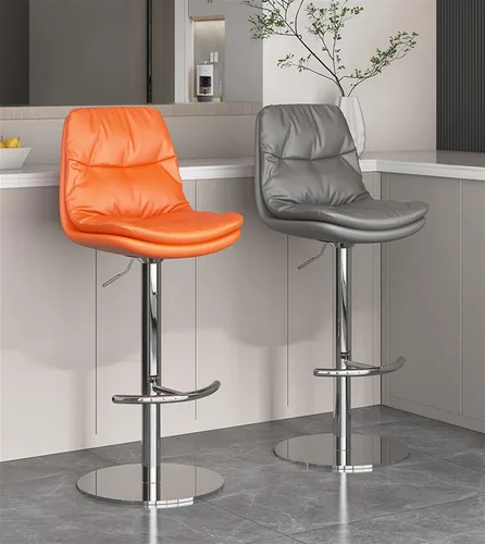 Vista 5 de Taburetes de bar giratorios de altura ajustable, juego de 4 taburetes de barra de altura para cocina, isla de cocina, cuero de napa resistente