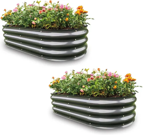 Vista 16 de GARDMAX 2x2x1FT Galvanized Round Raised Garden Bed Kit, Metal Planter Boxes Outdoor with Easy Assembly, Large Garden Bed for Vegetables, Fruits
