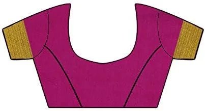 Vista 4 de Indian Hawker Sari de seda de algodón para mujer, bordado de sari de trabajo, estilo moderno, con blusa sin costuras