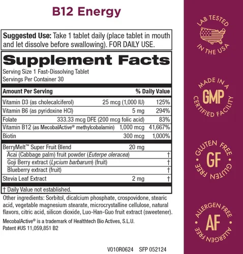 Vista 3 de Purity Products Paquete MyBiotin ProClinical + B-12 Energy Melt MyBiotin ProClinical (biotina, patentado MB40X, Astaxantina) - B12 Berry Melt