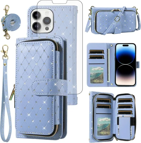 Vista 86 de Funda para teléfono iPhone 6 6S con cremallera y protector de pantalla con protector de pantalla, correa de cordón cruzado, ranura para iPhone 6 Six
