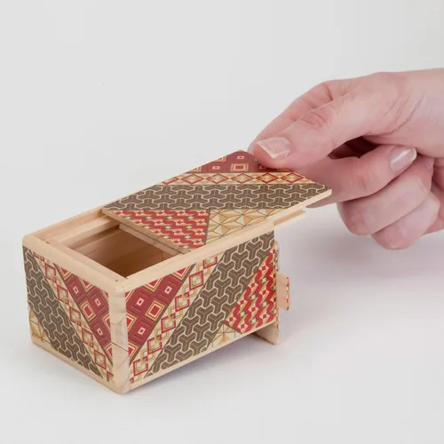 Vista 4 de Bits and Pieces - Caja de rompecabezas Secret Puzzle Box detallada de mosaico - Solución en 7 pasos - Caja de rompecabezas de madera para guardar