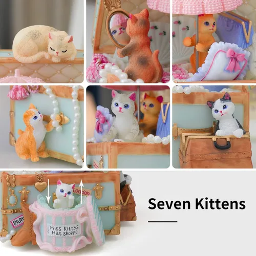 Vista 2 de Caja de música para gatos, regalo para esposa, hija, niñas, mujeres, novia, regalos para cumpleaños, aniversario, San Valentín, gatos, cajas
