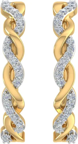 Vista 2 de Aretes de aro trenzados de diamantes de 15 quilates en oro de 10 quilates