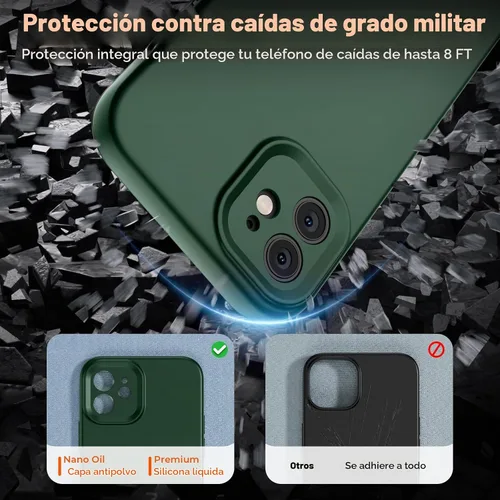 Vista 6 de SUPFINE - Funda diseñada para iPhone 12, silicona líquida premium con [forro de microfibra suave antiarañazos][protección de cámara mejorada], funda