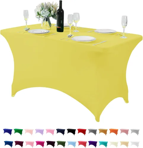 Vista 137 de Mantel de elastano para mesa de 6, 4 o 8 pies, universal, ajustable, para fiestas, banquetes, bodas y eventos, color verde manzana