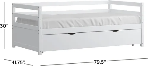 Vista 2 de Hillsdale Sofá cama individual de madera caspio con nido, color blanco