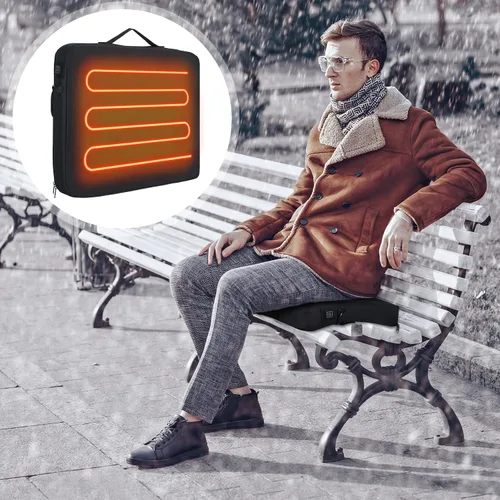Vista 5 de Thyle 2 Piezas Cojín de Asiento Calefactado Portátil Sin Respaldo para Estadio, Almohadilla de Asiento Impermeable Sin Respaldo, Alimentación USB