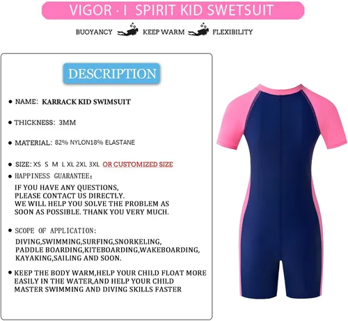 Vista 3 de karrack Traje de baño de una pieza para niñas y niños con protección solar UPF 50+
