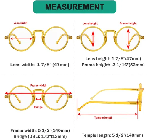 Vista 3 de Eyekepper Gafas de lectura redondas para mujeres y hombres lectores retro Amarillo