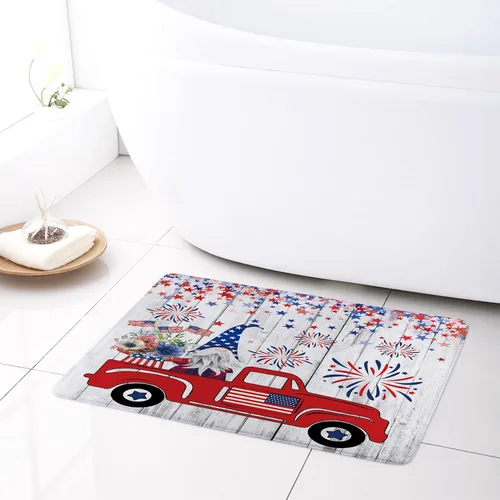Vista 11 de LB Alfombra de baño de flores bohemias, alfombra de baño antideslizante con estampado floral bohemio morado y negro, espuma viscoelástica suave