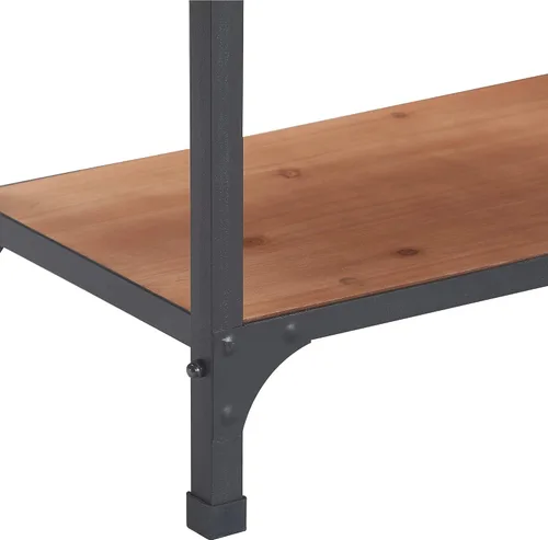 Vista 5 de Serta Overland - Mesa auxiliar de 2 niveles, muebles decorativos de madera rústica y metal negro, marco estrecho rectangular, fácil montaje