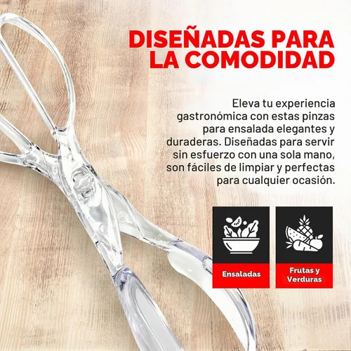 Vista 3 de Chef Craft Pinzas de tijera de ensalada premium, 11.25 pulgadas, transparentes