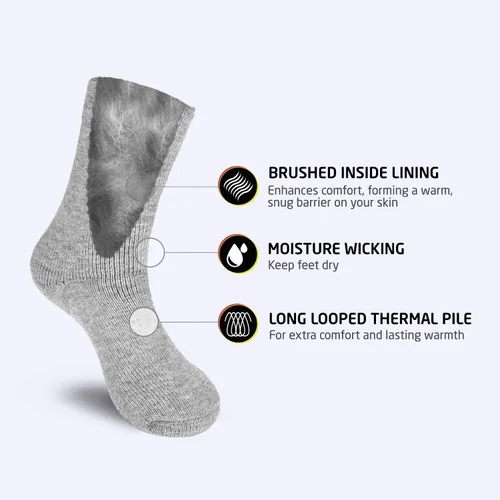 Vista 3 de HOT FEET 2 Pack Warm Cozy Thermal Socks for Women - Thick Insulated Crew for Cold Winter Weather