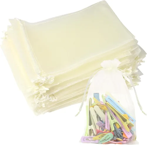 Vista 9 de Partyeah 50 bolsas de organza de 4 x 6 pulgadas, pequeñas bolsas de malla para joyas, bolsas con cordón para bolsas de regalo de organza de dulces