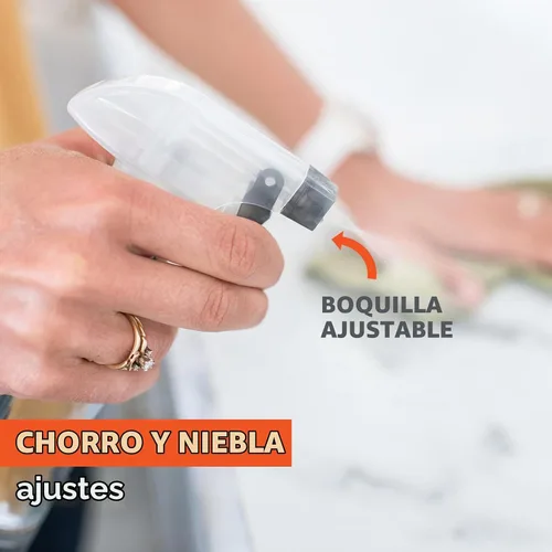 Vista 5 de Full Circle Botella de servicio recargable - Botella de spray de vidrio para limpieza - Opciones versátiles de chorro y neblina, bambú, tapón