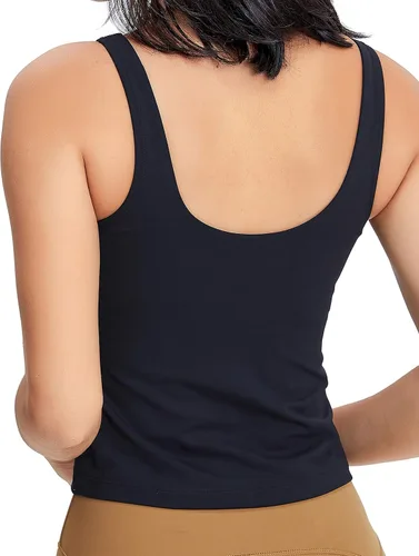 Vista 3 de POSHDIVAH - Sujetador deportivo para mujer, camiseta sin mangas con relleno, se siente como si no llevaras nada, para entrenar, fitness, correr, yoga