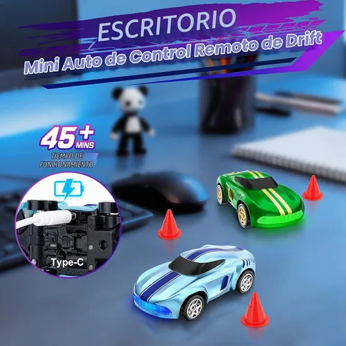 Vista 3 de Auto de Deriva RC, 1/64 Mini Autos RC de Deriva 4WD Micro Auto de Control Remoto con Luces LED e Interruptor de Velocidad, Juguetes de Autos Ideales
