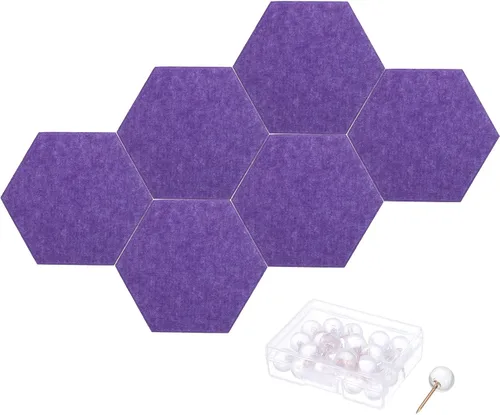 Vista 11 de PATIKIL Tablón de anuncios de fieltro, 12 x 10 pulgadas, paquete de 6 azulejos de fieltro hexagonales autoadhesivos para paneles de pared a prueba
